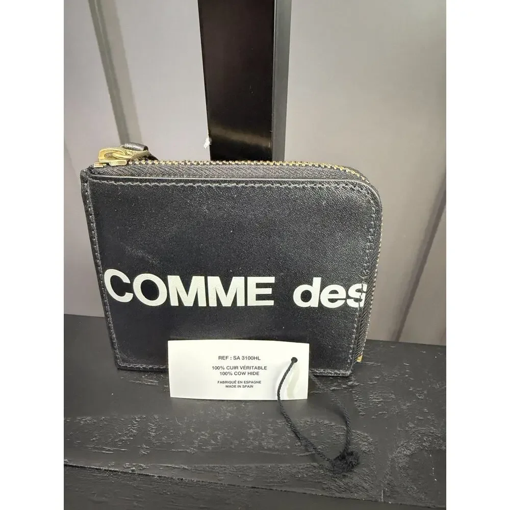 NWT Comme des Garçons Huge Logo Zip Wallet (model SA3100HL), Black, $225 MSRP